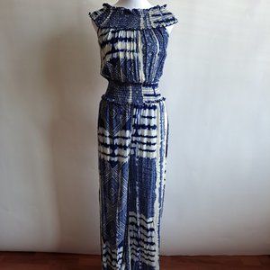 New Lu Bella Vintage Havana Blue Jumpsuit Size S